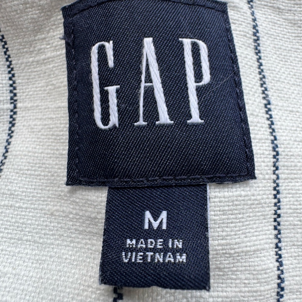 GAP Linen and Cotton Blend Navy and White Striped Vest Women’s Size Medium - Picture 4 of 9